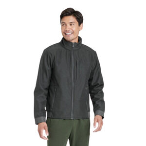 ALL IN MOTION Heather Black Soft Shell Jacket Fleece Lined Full Zip Men's XXL